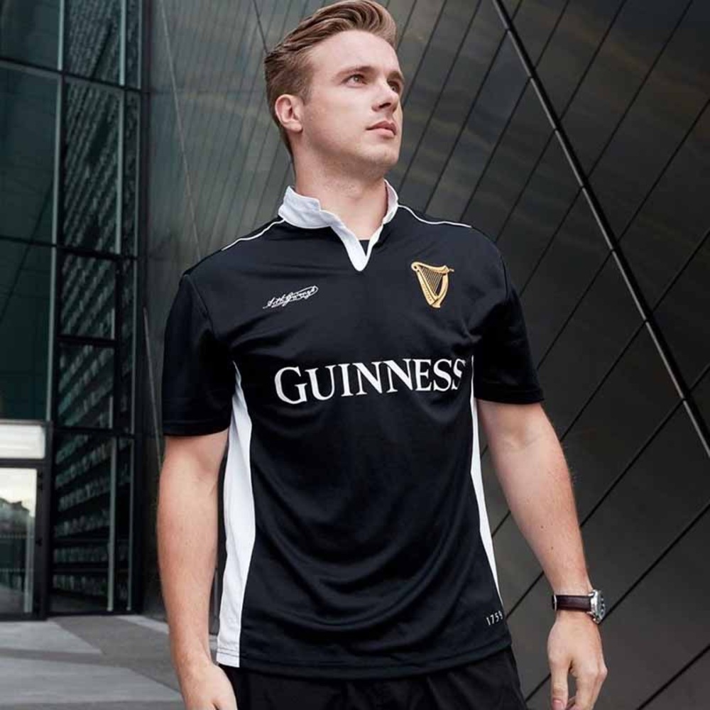 Guinness Black Embossed Performance Rugby Tee Small - Picture 2 of 8